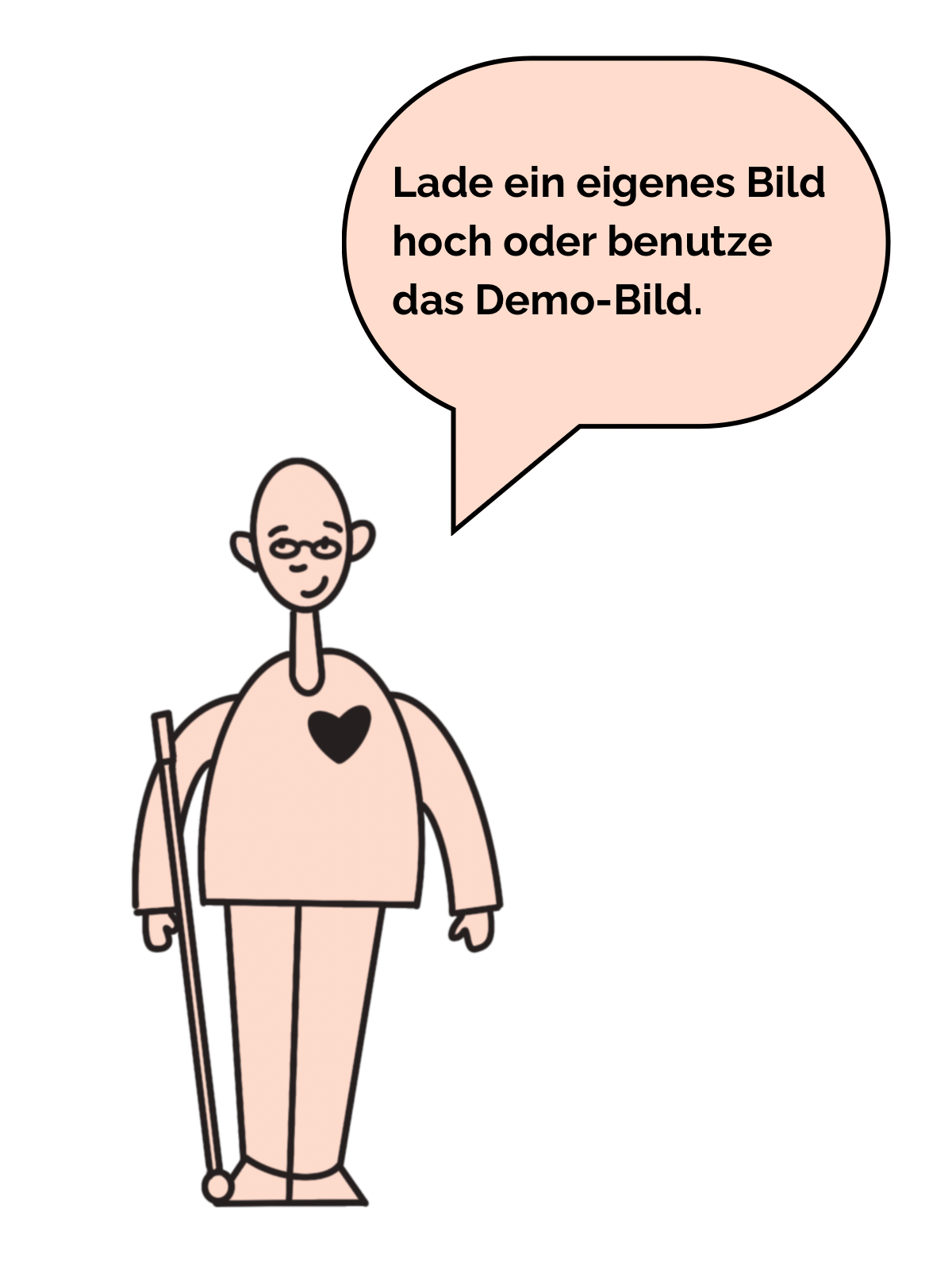 Illustration: Maskottchen erklärt die Nutzung des Simulators